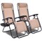 Costway 2PCS Zero Gravity Chairs Lounge Patio Folding Recliner Beige W/Cup Holder